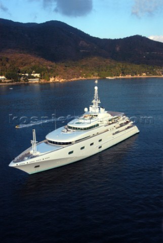 Luxury Superyacht Princess Mariana at anchore in a bay