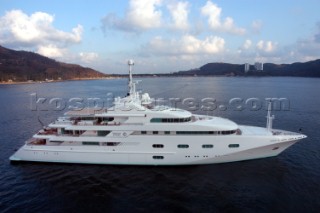 Luxury Superyacht Princess Mariana at anchore in a bay