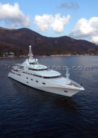 Luxury Superyacht Princess Mariana at anchore in a bay