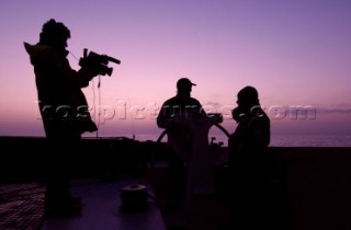 TV cew filming on yacht