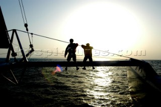 silhouettes of crew on Cheyenne