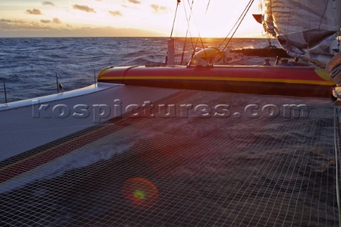 Maxi Catamaran Cheyenne on a 24 hour charge from Plymouth to Antwerp for loading on a ship to the Mi