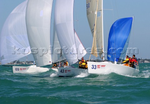 Melges 24 racing with asymmetrics in Key West Race Week 2005