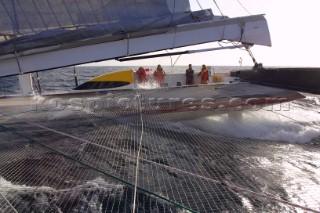 Maxi Catamaran Cheyenne on a 24 hour charge from Plymouth to Antwerp for loading on a ship to the Middle East