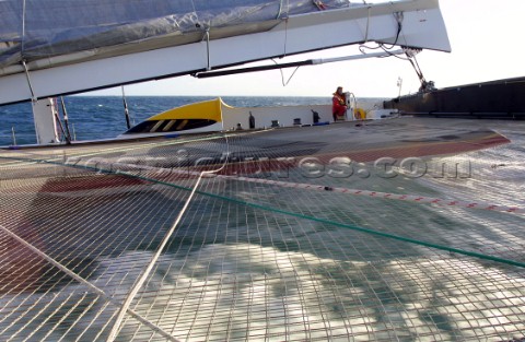 Maxi Catamaran Cheyenne on a 24 hour charge from Plymouth to Antwerp for loading on a ship to the Mi