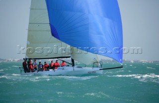 The Melges 32 sportsboat with blue asymmetric spinnaker during Key West Race Week 2005