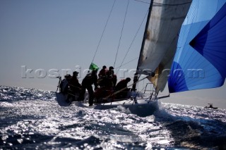 The Melges 32 sportsboat with blue asymmetric spinnaker during Key West Race Week 2005