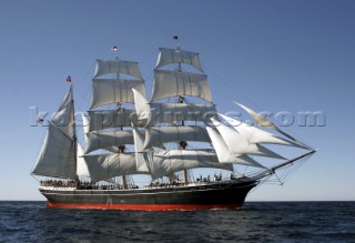 Barque tall ship under way