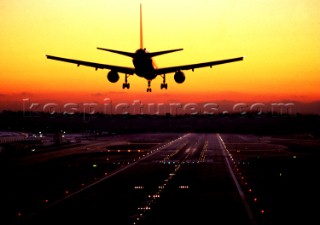 Plane landing on runway