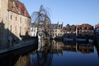 Reflection of buildings in canal, Brugge, Belgium