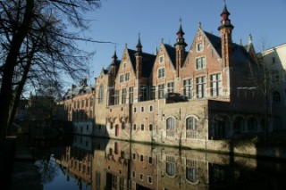 Reflection of buildings in canal, Brugge, Belgium