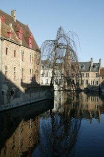 Reflection of buildings in canal, Brugge, Belgium