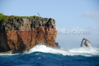 Waves breaking on rocks near to Spring Plantation, Bequia