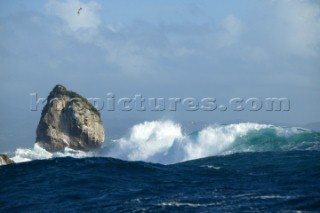 Waves breaking on rocks near to Spring Plantation, Bequia