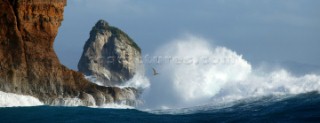 Waves breaking on rocks near to Spring Plantation, Bequia