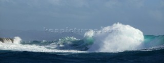 Waves breaking on rocks near to Spring Plantation, Bequia