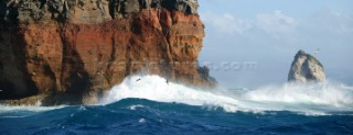 Waves breaking on rocks near to Spring Plantation, Bequia