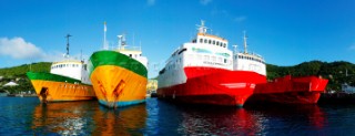 Ferries lined up in Admiralty Bay, Bequia