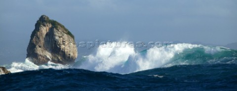 Waves breaking on rocks near to Spring Plantation Bequia