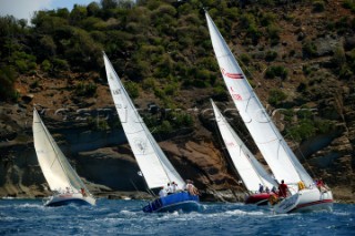 Antigua Sailing Week 2005. Left to right:. TANGO MIKE (BUDGET MARINE). BLUE PETER. PAVLOVA II. WITH ALACRITY