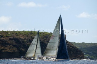 Antigua Sailing Week 2005. FLYING DRAGON - Swan 70. SPIRIT OF JETHOU - Swan 601