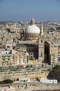 P1 Malta 2005. Aerial view of the architecture and historic buildings of the town of Valetta, Malta