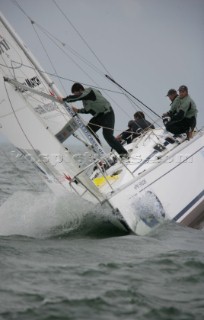 Langenargen-Germany-14 May 2005. Swedish Match Tour-Match Race Germany 2005. Quarter Finals. Ben Ainslie. Photo:Swedish Match/Guido Cantini/