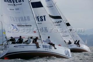 Langenargen-Germany-15 May 2005. Swedish Match Tour-Match Race Germany 2005. Quarter Finals. Sten Mohr vs. Ben Ainslie. Photo:Guido Cantini/