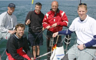 Langenargen-Germany-8 May 2005. Swedish Match Tour-Match Race Germany 2005. German Match Race skipper Jasper Bank and his crew