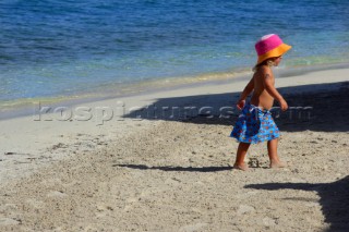 Tortola Island - British Virgin Islands - . Bitter End Marina and Yacht Club -. Child on the beach