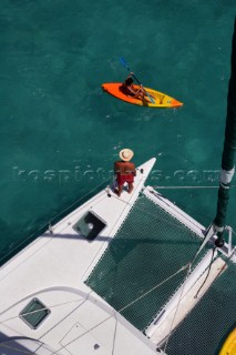 Jost Van Dyke Island - British Virgin Islands- . Green Cay and Little Jost Van Dyke with boats -. Cruise