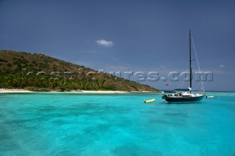 Tortola Island  British Virgin Islands  The Christal waters of Prickly Pear Island near Bitter End M