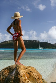 British Virgin Island - Caribbean -Tortola Island -The Christal waters of Prickly Pear Island near Bitter End Marina and Yacht Club -