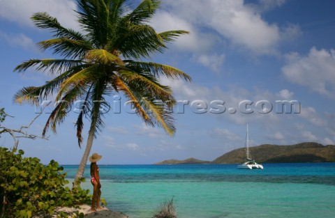 British Virgin Island  Caribbean Tortola Island The Christal waters of Prickly Pear Island near Bitt