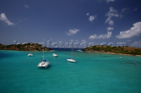 Jost Van Dyke Island  British Virgin Islands  CaribbeanGreen Cay and Little Jost Van Dyke with moore