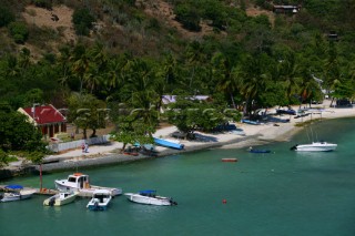 Jost Van Dyke Island - British Virgin Islands - The village of Great Harbour on Jost Van Dyke overview