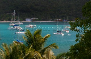 Tortola Island - British Virgin Islands - Caribbean -Cane Garden Bay with moored boats