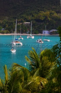 Tortola Island - British Virgin Islands - Caribbean -Cane Garden Bay with moored boats