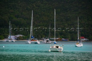 Tortola Island - British Virgin Islands - Caribbean -Cane Garden Bay with moored boats