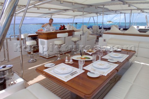 Aft deck of superyacht Felicita