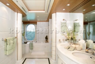 Interior of head on board superyacht Huntress