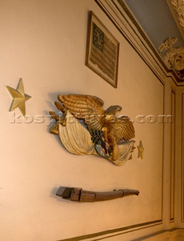 Carving on the wall of New York Yacht Club