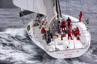 Plymouth 01 06 05Rolex Transatlantic Challenge 2005Century-old transatlantic sailing record fallsThe 100-year old west-to-east race record across the North Atlantic, between New York and the Lizard, fell this morning to Robert Millers Mari-Cha IV.Mari-Cha IV,making her time for the 2,925 mile course from the Ambrose light off New York harbour, 9 days 15 hours 55 minutes and 23 second at an average speed for the course of 12.61 knots. The record set by Americas Cup veteran Charlie Barr on board Wilson Marshalls Atlantic in the race for the Kaisers Cup in 1905 was 12 days 4 hours 1 minute and 19 seconds, so Mari-Cha IV, despite the inclement weather conditions experienced during the first half of the race, has still taken 2 days 12 hours 5 minutes 56 seconds off the race record.