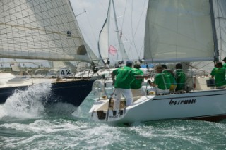 LES REMOUS being struck by ALA MOR at the first mark, second day of Angostura Tobago Sail Week 2005.