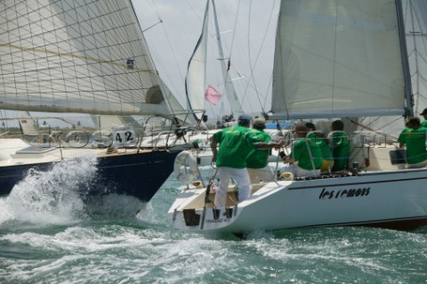 LES REMOUS being struck by ALA MOR at the first mark second day of Angostura Tobago Sail Week 2005