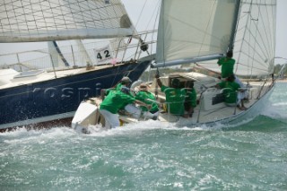 LES REMOUS being struck by ALA MOR at the first mark, second day of Angostura Tobago Sail Week 2005.