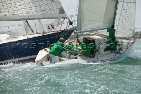 LES REMOUS being struck by ALA MOR at the first mark second day of Angostura Tobago Sail Week 2005