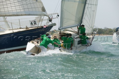 LES REMOUS being struck by ALA MOR at the first mark second day of Angostura Tobago Sail Week 2005