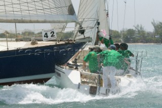 LES REMOUS being struck by ALA MOR at the first mark, second day of Angostura Tobago Sail Week 2005.