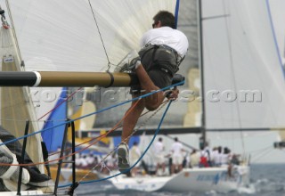 Punta Ala - 04 06 2005. Audi Mediterranean IMS - TP 52. Bowman out on spinnaker pole